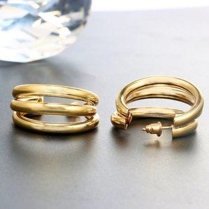 Simple Metallic Multi-Layer Ring Earrings
